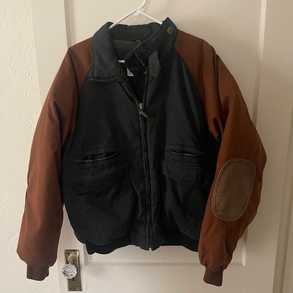 Ash Creek Trading Other - Vintage 90s downtown girl Ash Creek Trading Puffer Coat Leather Elbow Patc XL